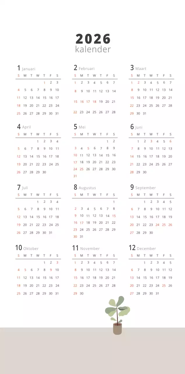 Beige minimalistische interieurkalender