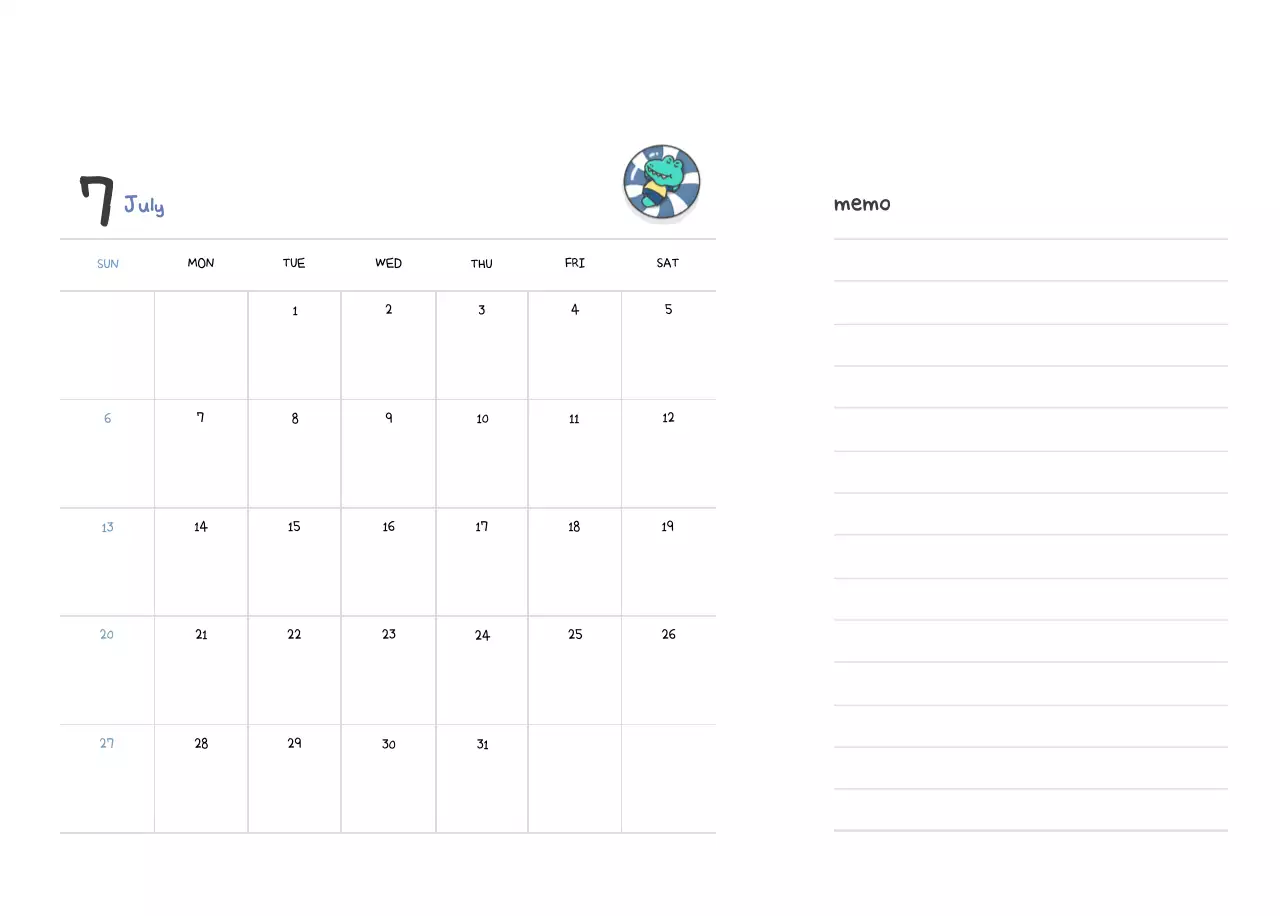 A calendar with a cute Argo illustration concept