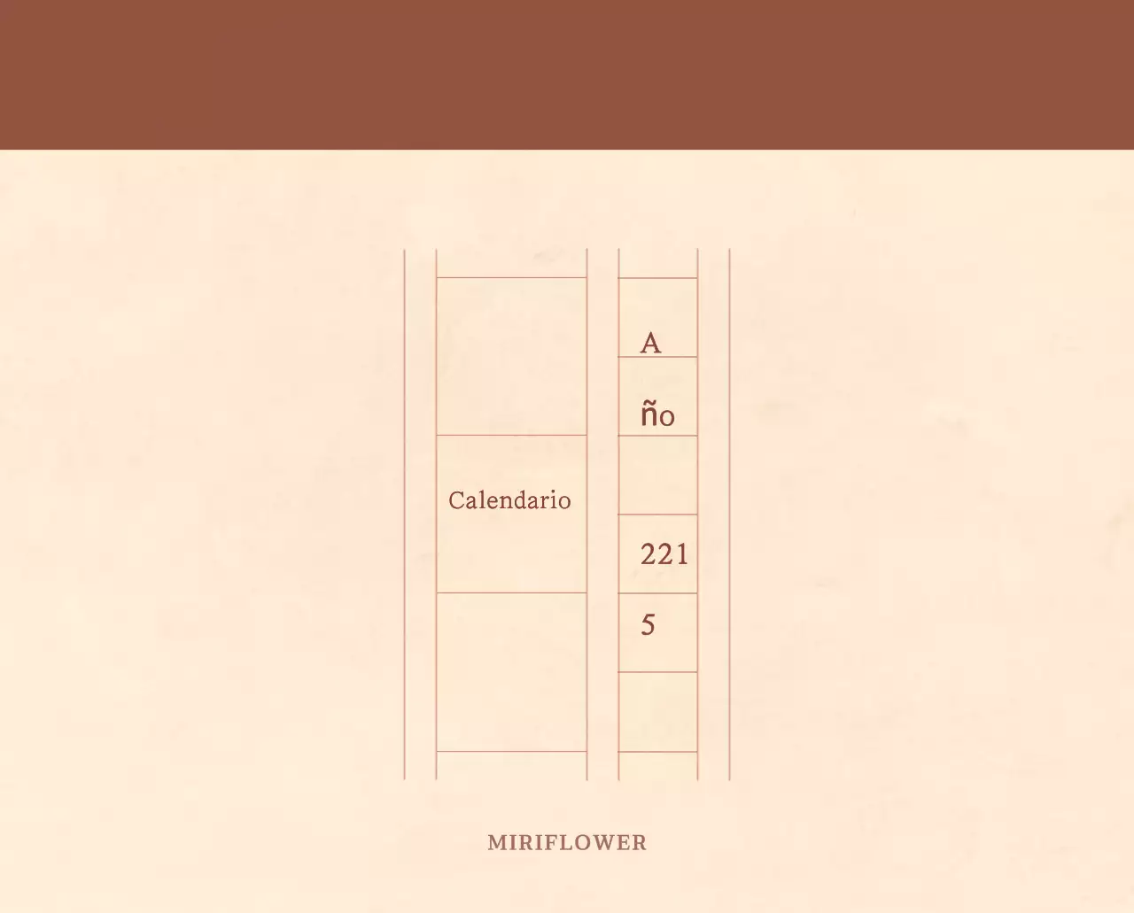 Un calendario sentimental de floristería en papel de lana marrón claro y marrón concepto