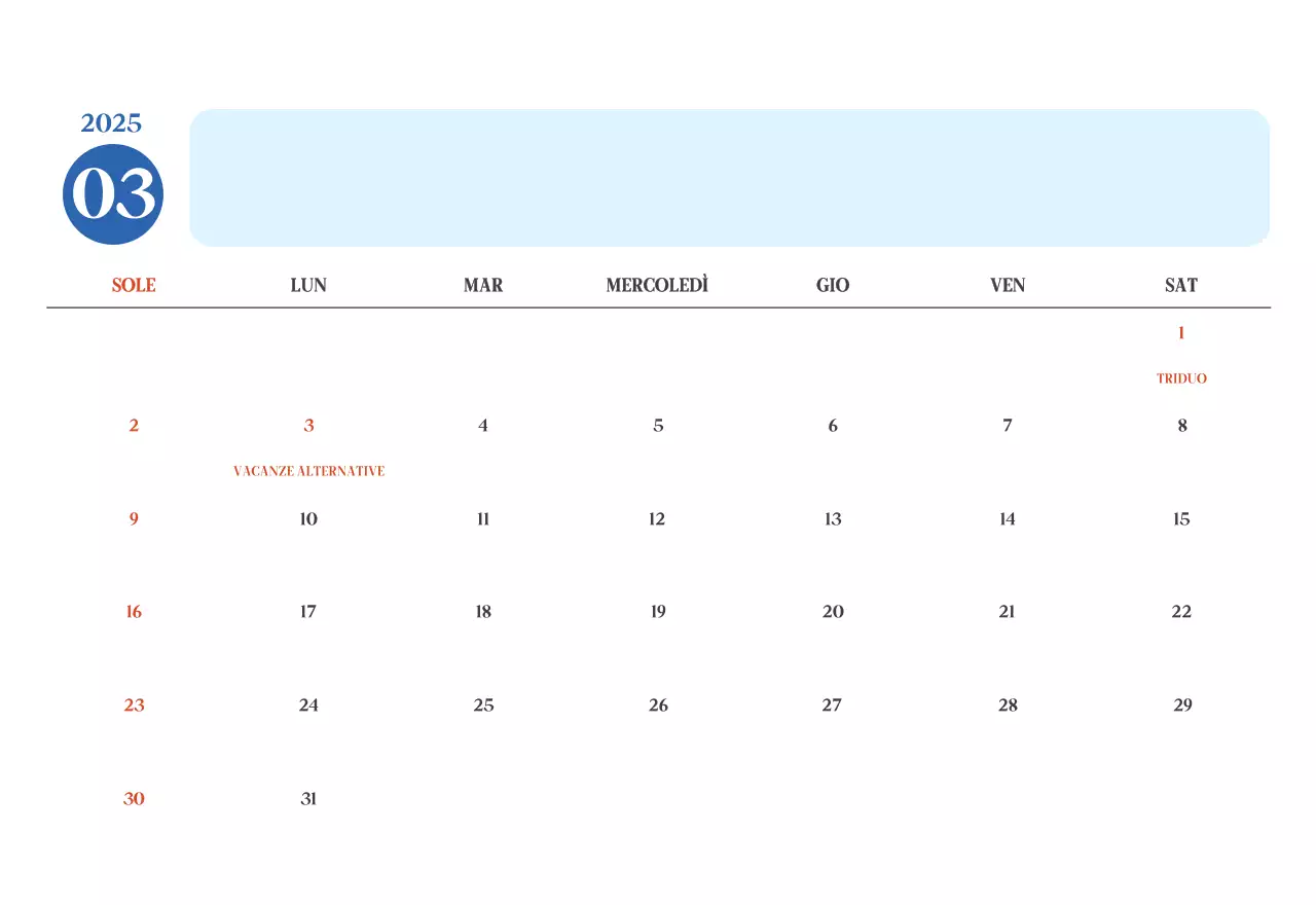 Calendario ospedaliero moderno blu