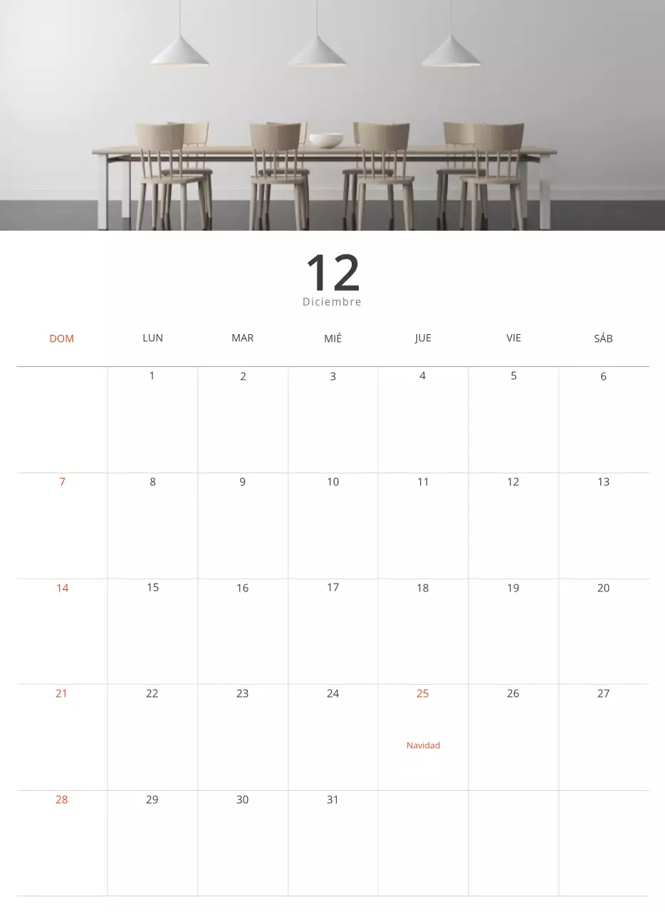 Calendario interior minimalista beige