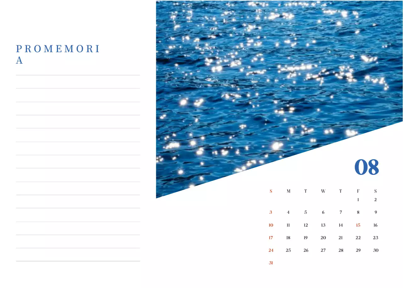 Calendario ospedaliero moderno blu