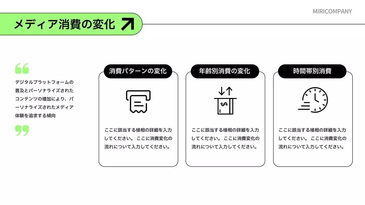 緑 シンプル レポート 企画書 プレゼンテーション
