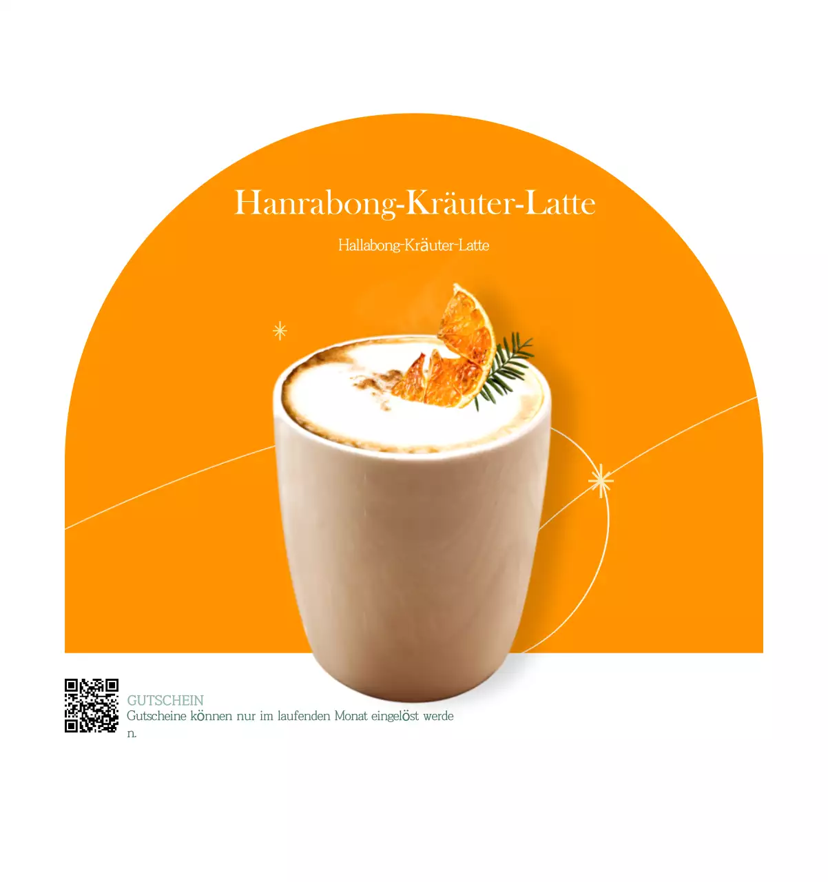 Ein moderner Café-Kalender mit Empfehlungen für das Getränk des Monats