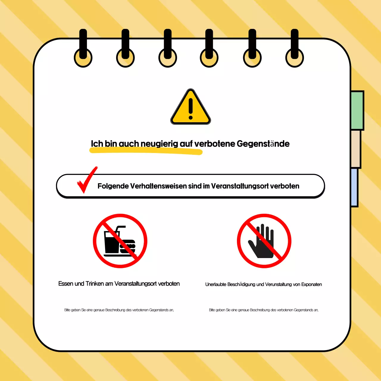 Aufmerksamkeitserregende Informationen auf gelbem Hintergrund