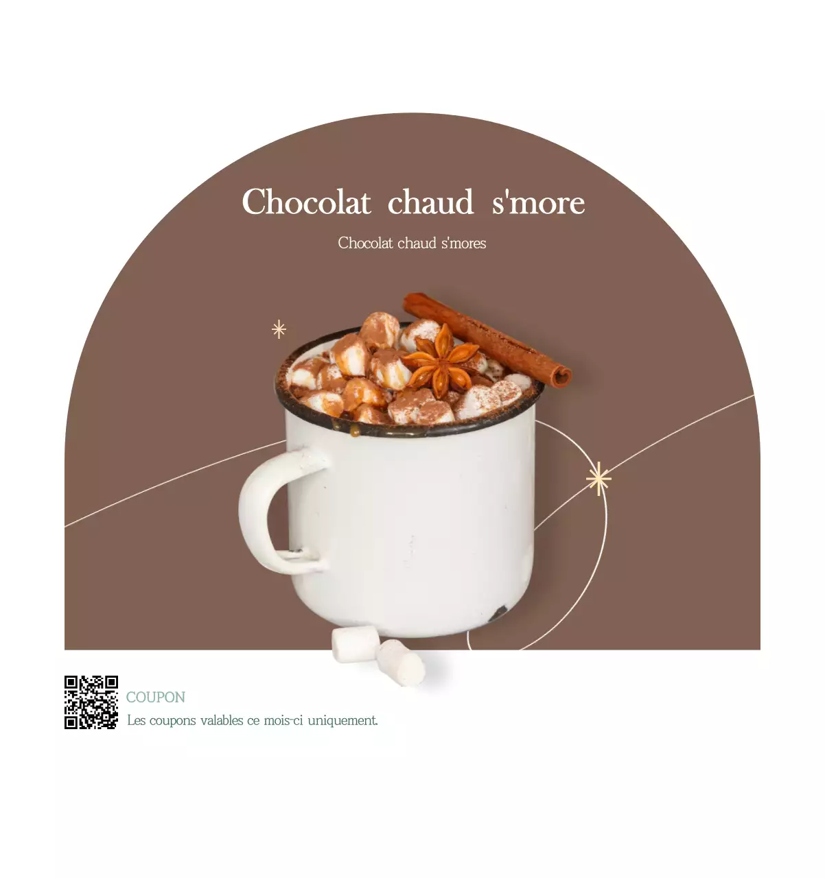 Un calendrier moderne pour les cafés avec des recommandations sur la boisson du mois.