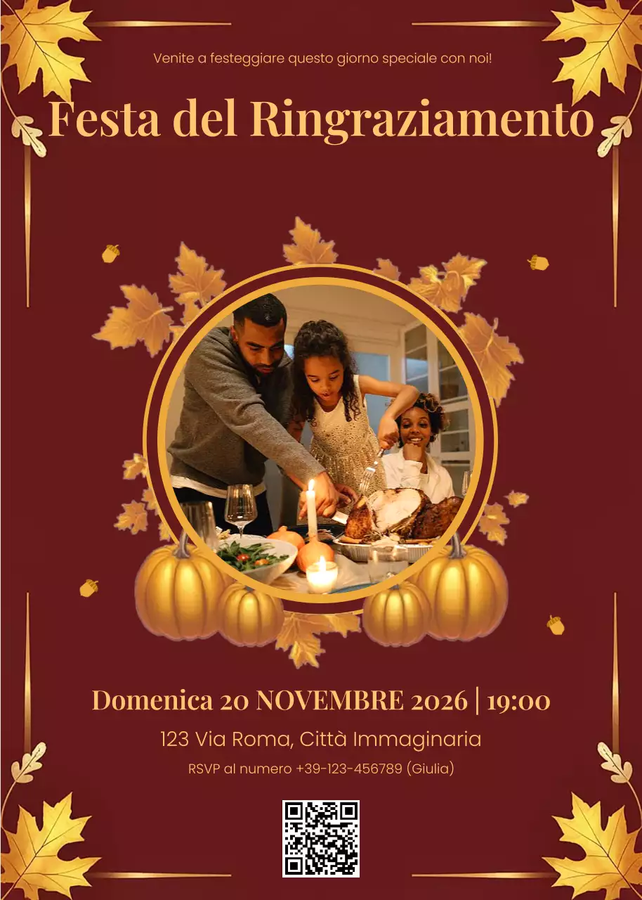 Invito al Ringraziamento minimalista giallo marrone