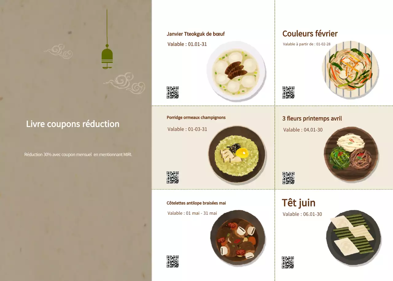 Calendrier de l'alimentation traditionnelle beige