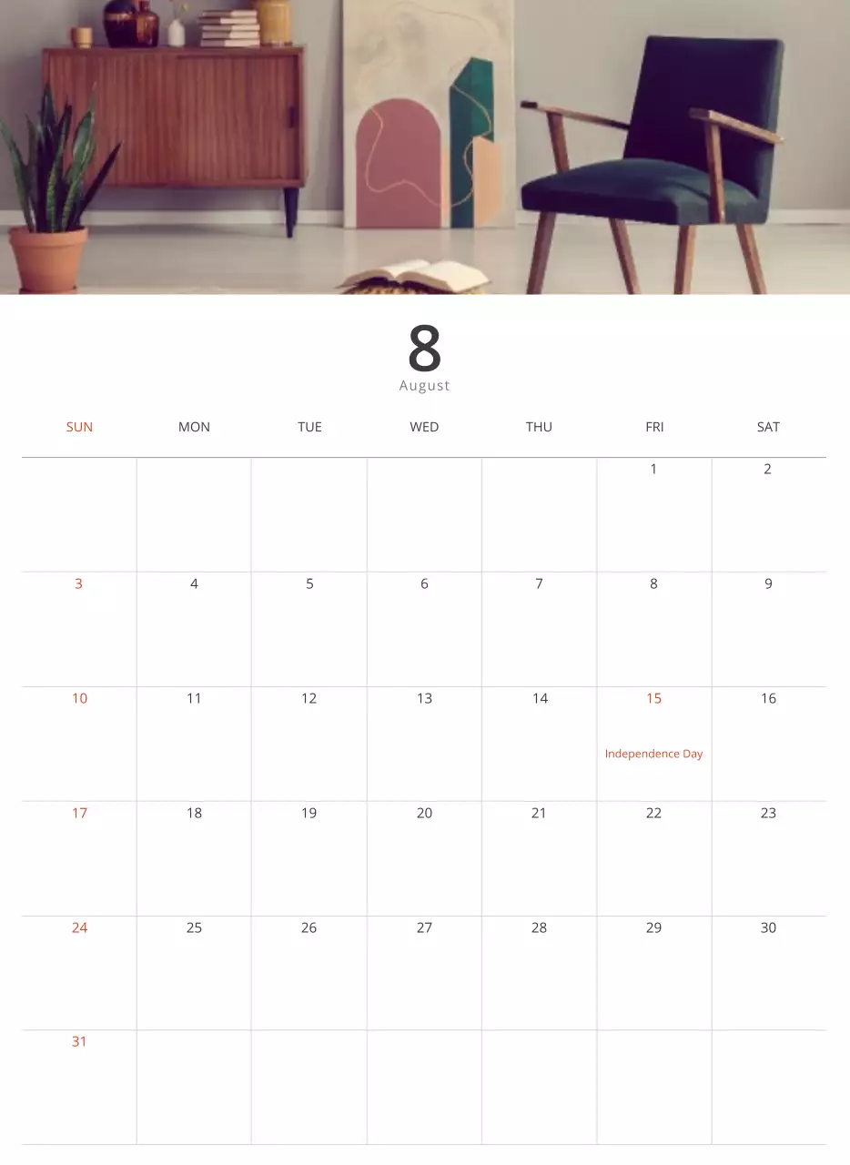 Kalender interior minimalis berwarna krem