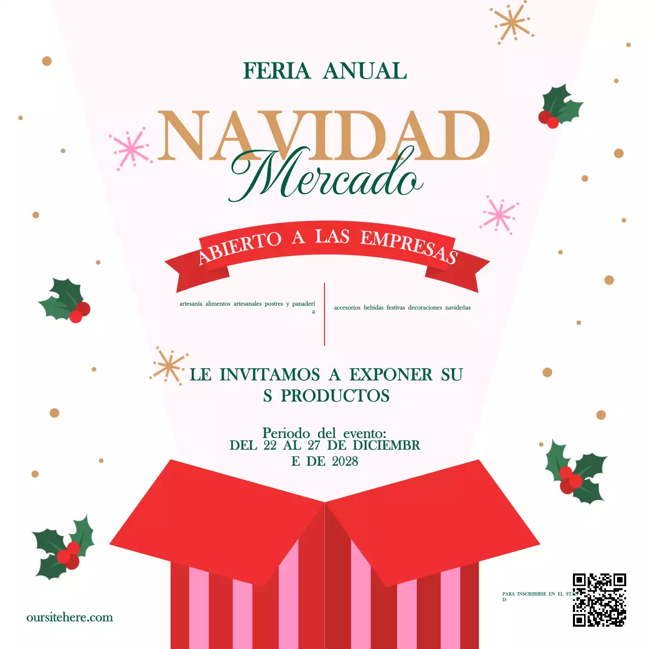 Elegante invitación a un mercado navideño