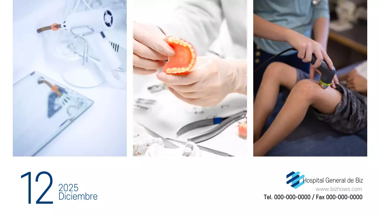 Calendario promocional Hospital Navy White Simple