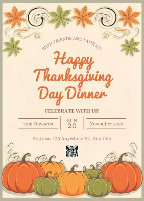 Beige Traditional Thanksgiving Invitation Poster
