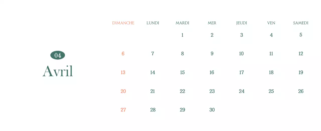 Un calendrier moderne pour les cafés avec des recommandations sur la boisson du mois.