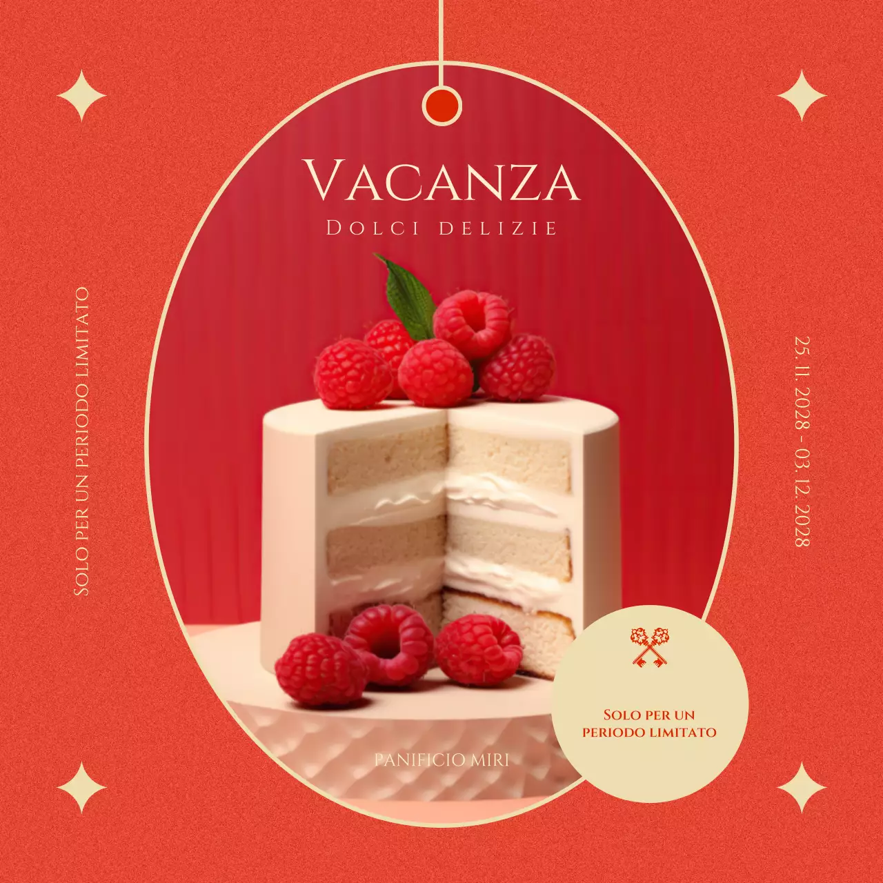 promozione panificio rosso elegante per le vacanze