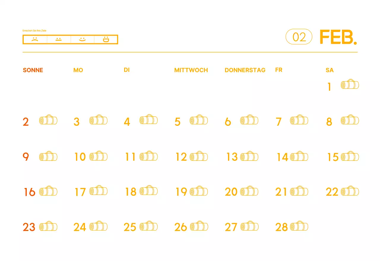 Orange Minimalistischer Yoga-Aktionskalender