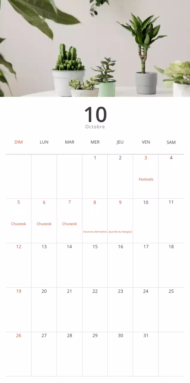 Calendrier intérieur minimaliste beige