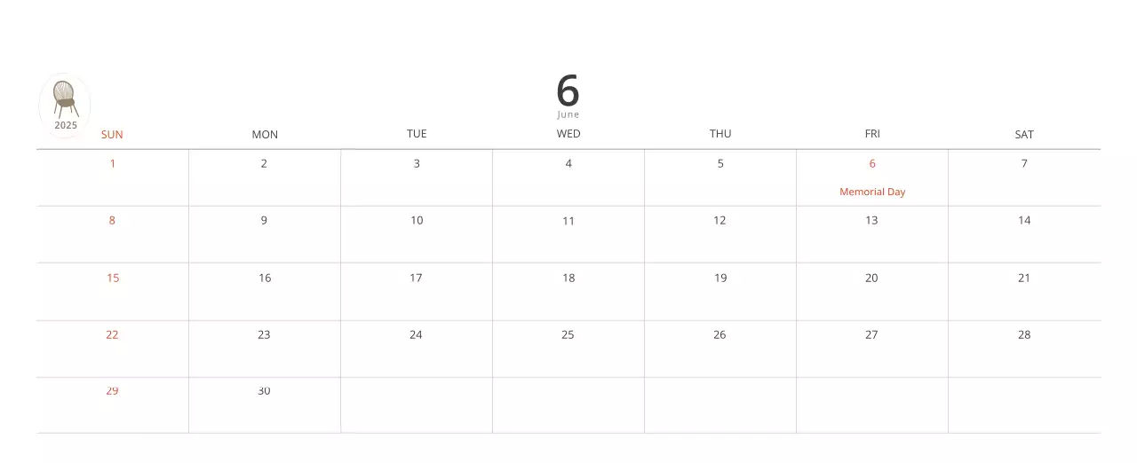 Beige Minimalist Interior Calendar