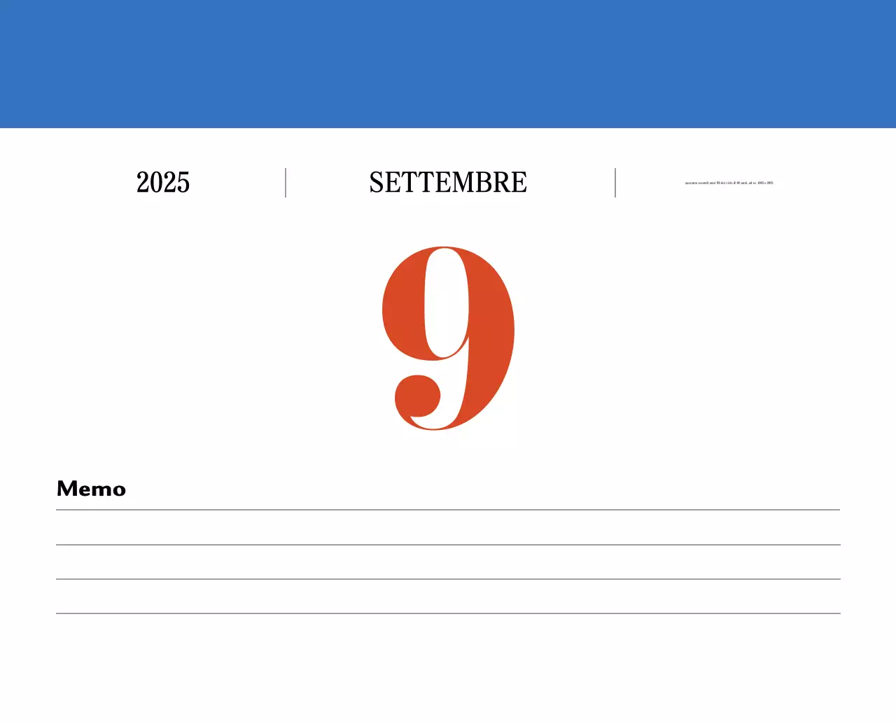 Calendario della memoria di concezione retrò in rosso