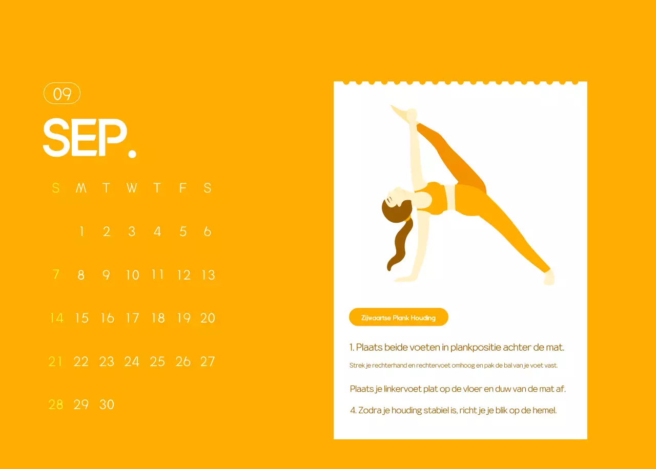 Oranje Minimalistische Yoga Promotiekalender