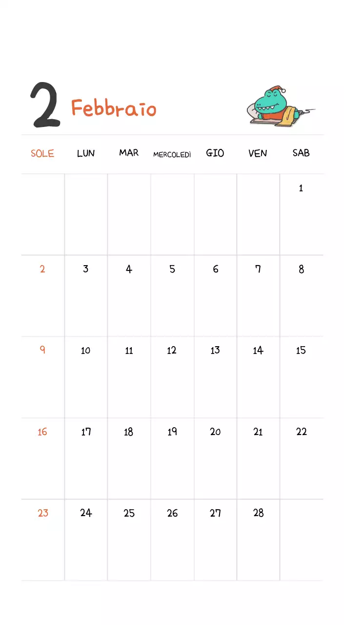 Un calendario con un simpatico concetto di illustrazione di Ago