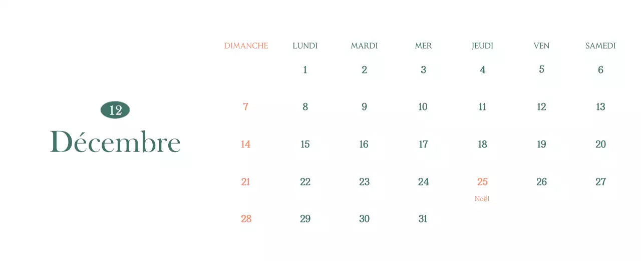 Un calendrier moderne pour les cafés avec des recommandations sur la boisson du mois.