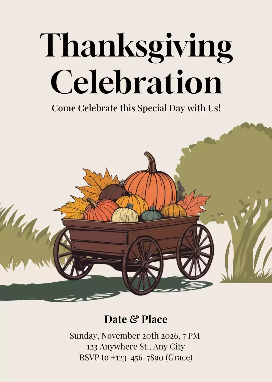 Beige Rustic Thanksgiving Invitation Poster