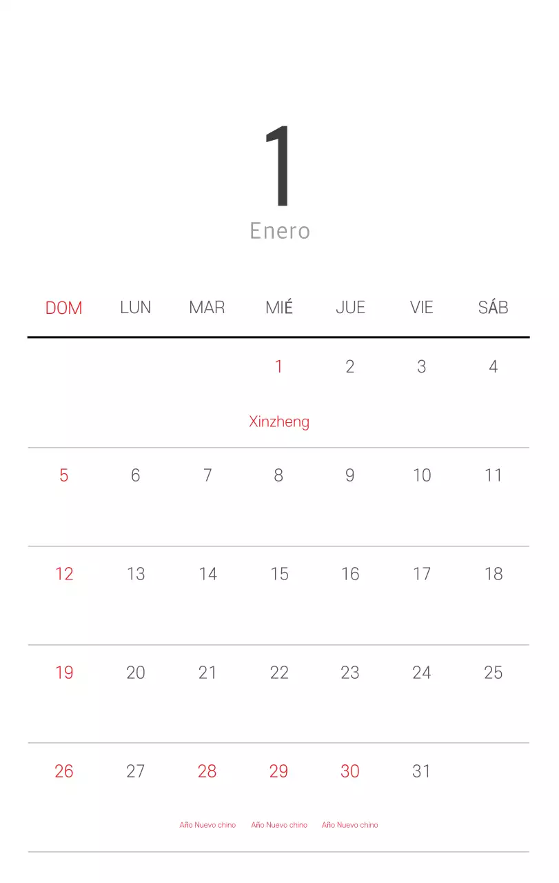 Calendario blanco de naturaleza botánica limpia