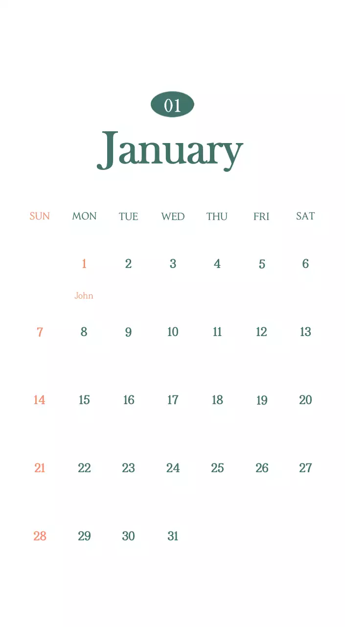 A modern cafe calendar with drink of the month recommendations