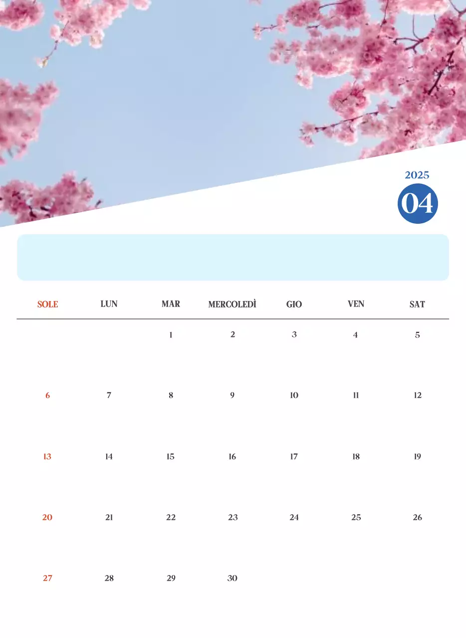 Calendario ospedaliero moderno blu