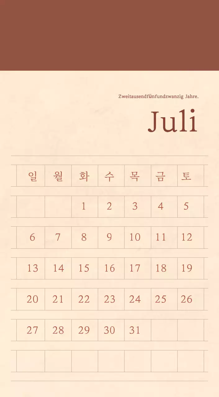 Ein sentimentaler Blumenkalender in hellbraunem und braunem Wollpapierkonzept