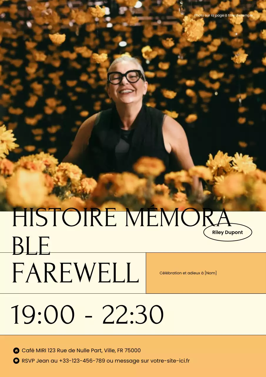 invitation d'adieu jaune et élégante