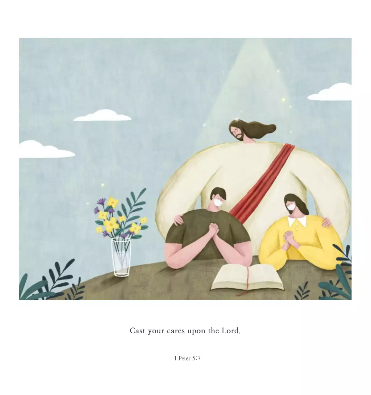 Ilustrasi gereja yang bersih dengan warna pastel