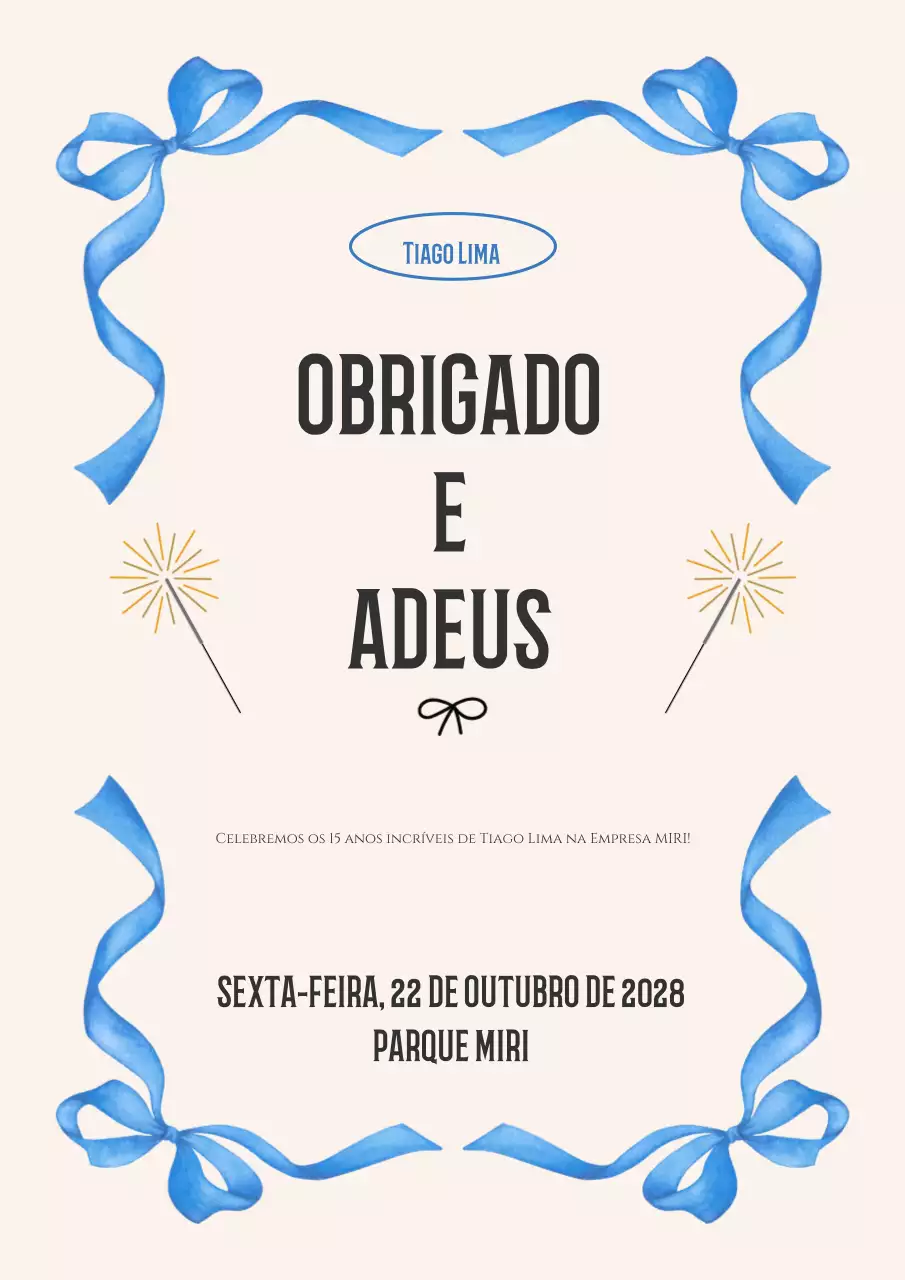 informações sobre a festa de despedida elegante azul