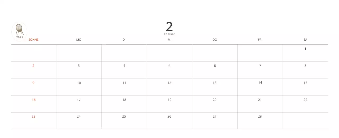 Beigefarbener minimalistischer Innenkalender