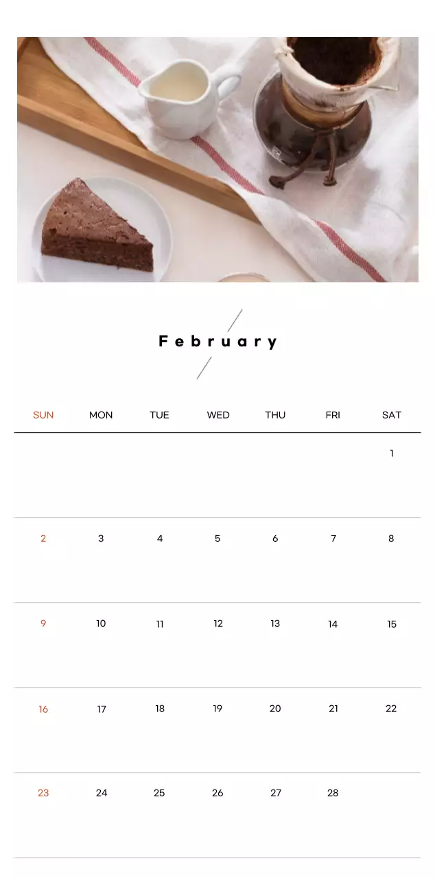 Minimalist coffee calendar