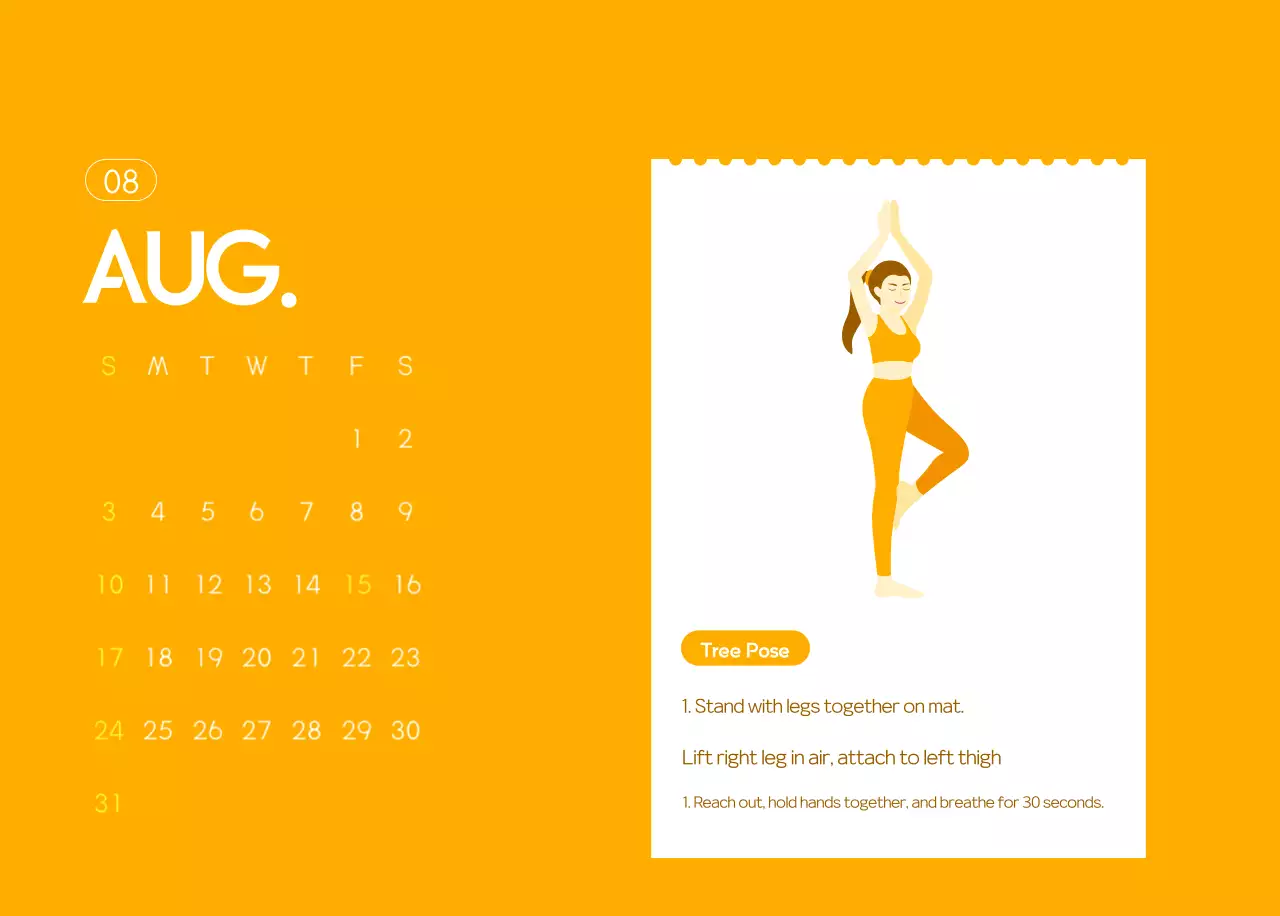 Kalender Promosi Yoga Minimalis Oranye