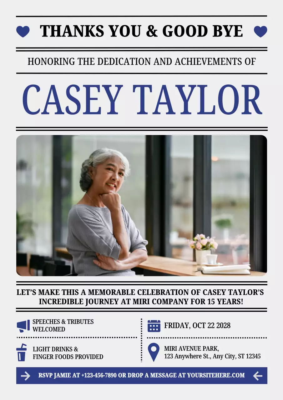 Blue Classic Farewell Invitation Poster