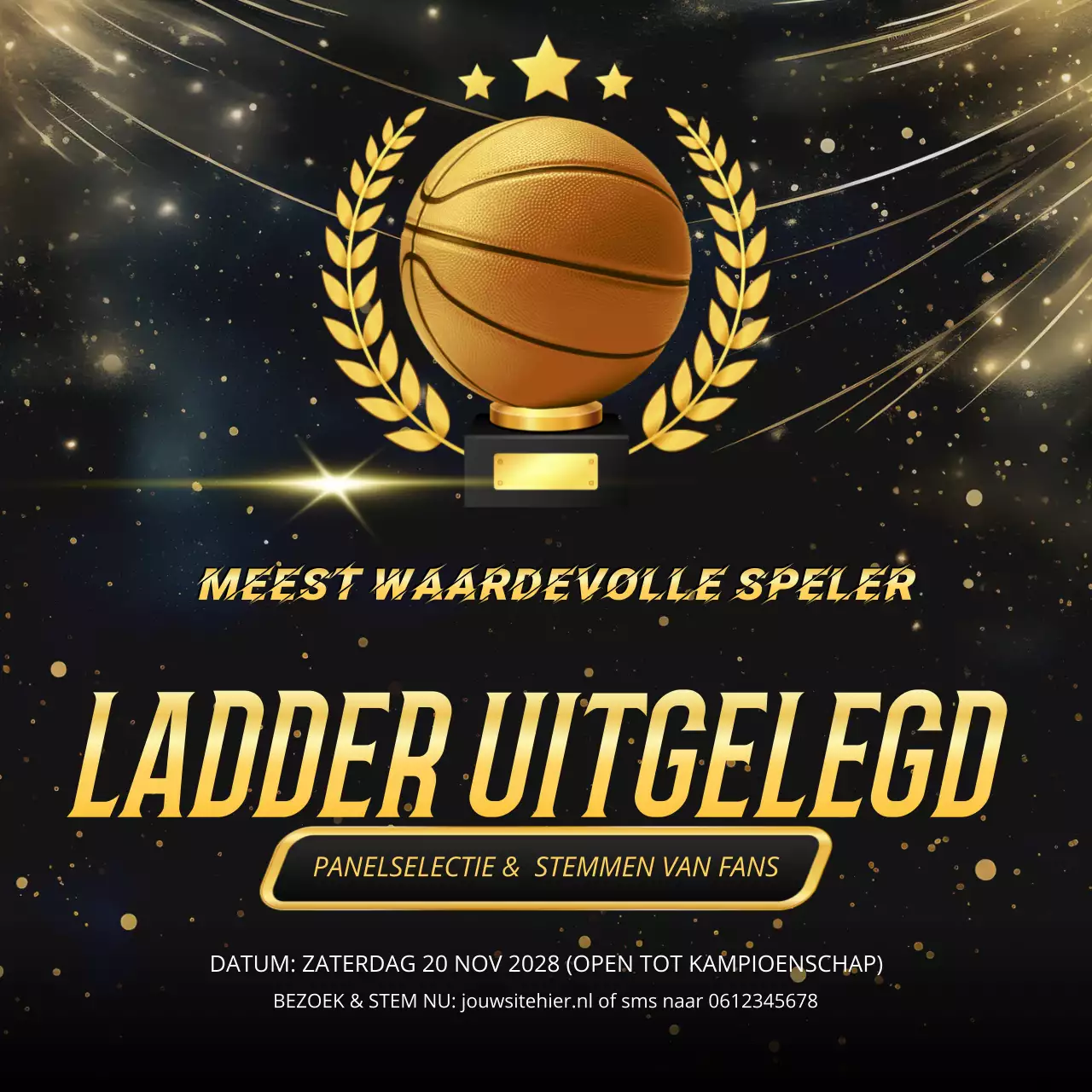 goud moderne sport aankondiging