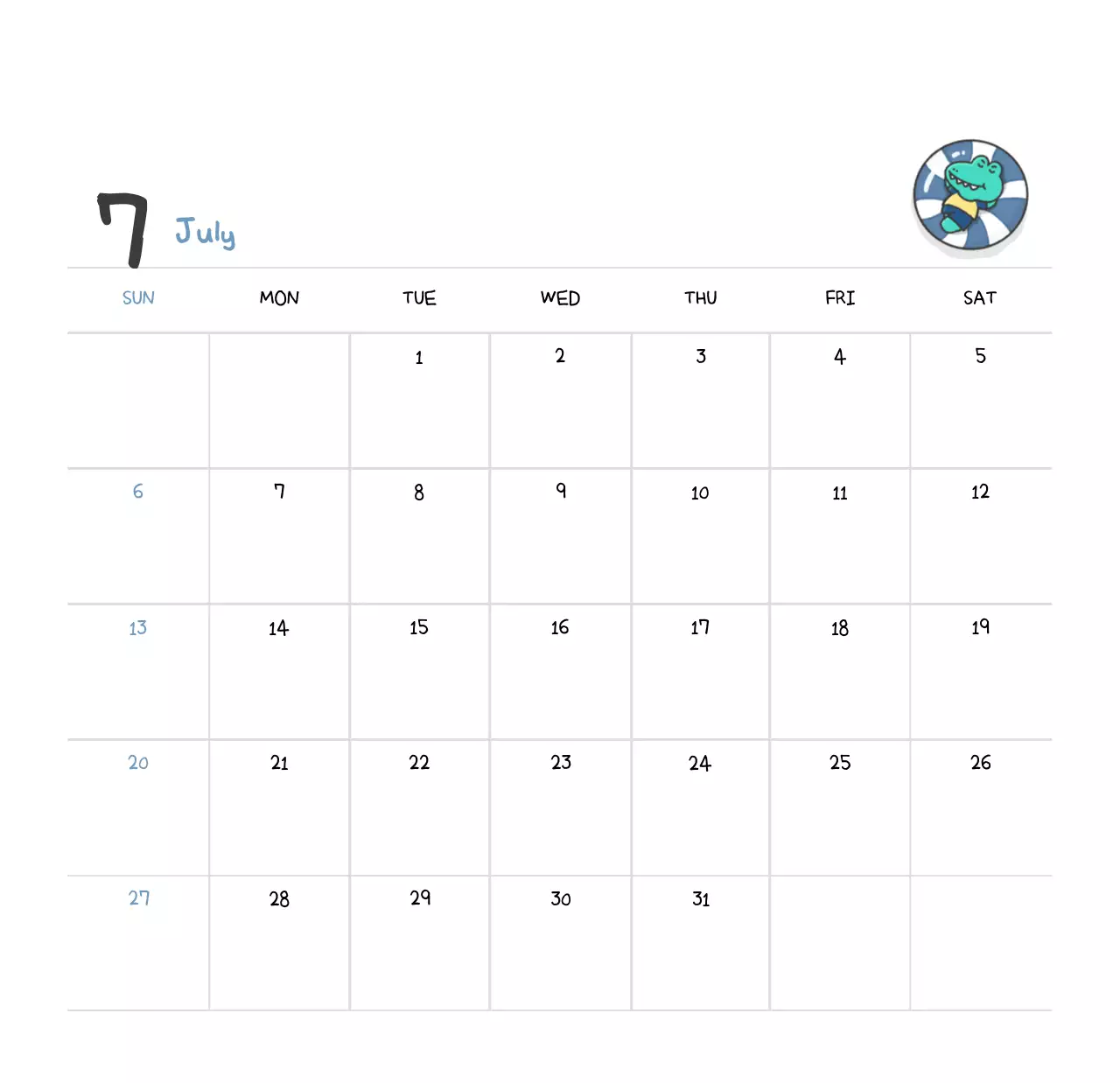 Kalender dengan konsep ilustrasi Ago yang lucu