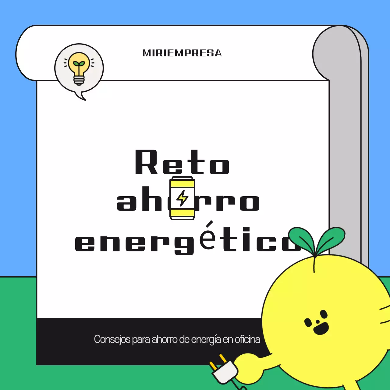 Una bonita campaña de ahorro energético en azul claro y verde