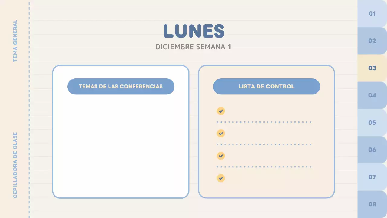 planificador de clases azul liso