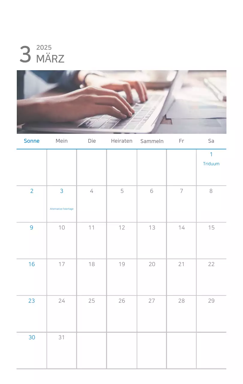 Blauer moderner Kalender Corporate Promotions