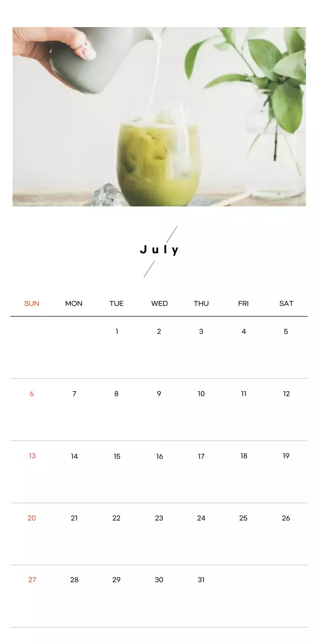 Minimalist coffee calendar