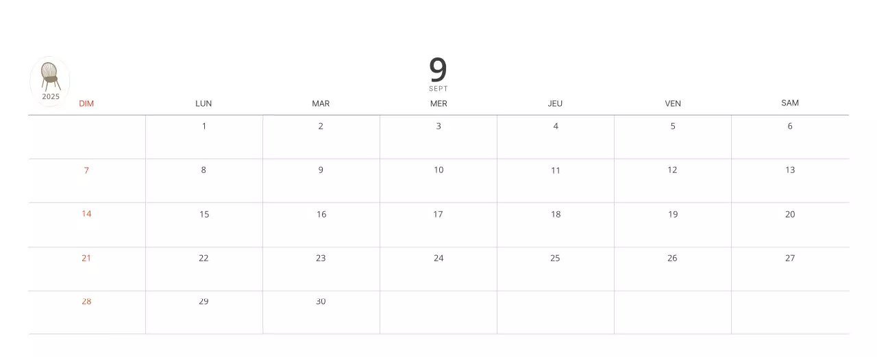 Calendrier intérieur minimaliste beige