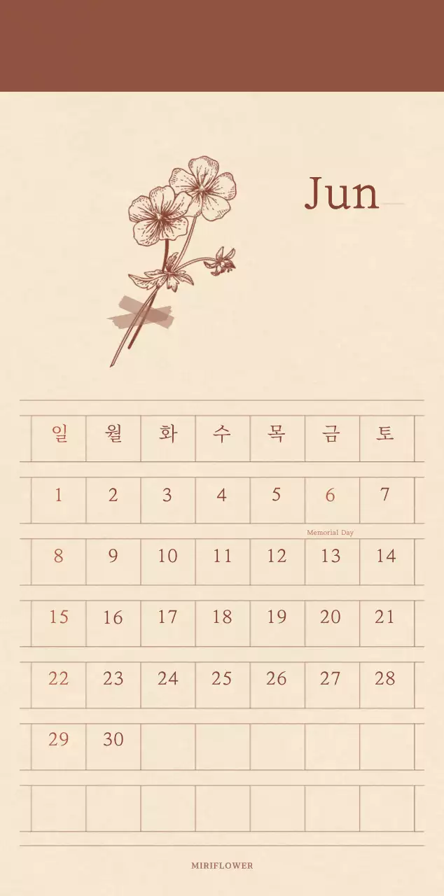 A sentimental florist concept calendar in light brown and brown wax paper