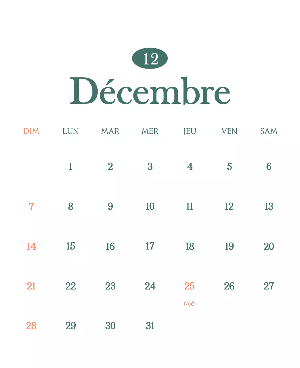 Un calendrier moderne pour les cafés avec des recommandations sur la boisson du mois.