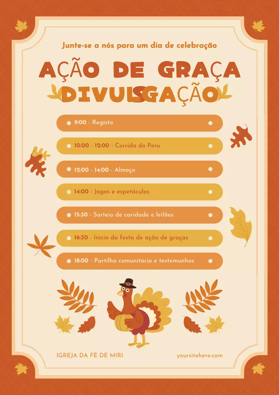 Agenda de divulgação do Dia de Ação de Graças de Orange
