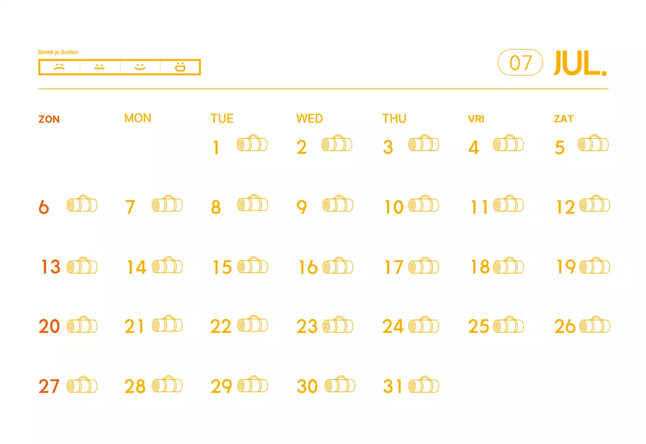 Oranje Minimalistische Yoga Promotiekalender