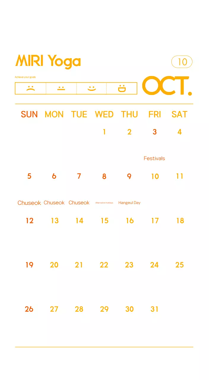 Orange Minimalist Yoga Promotional Calendar