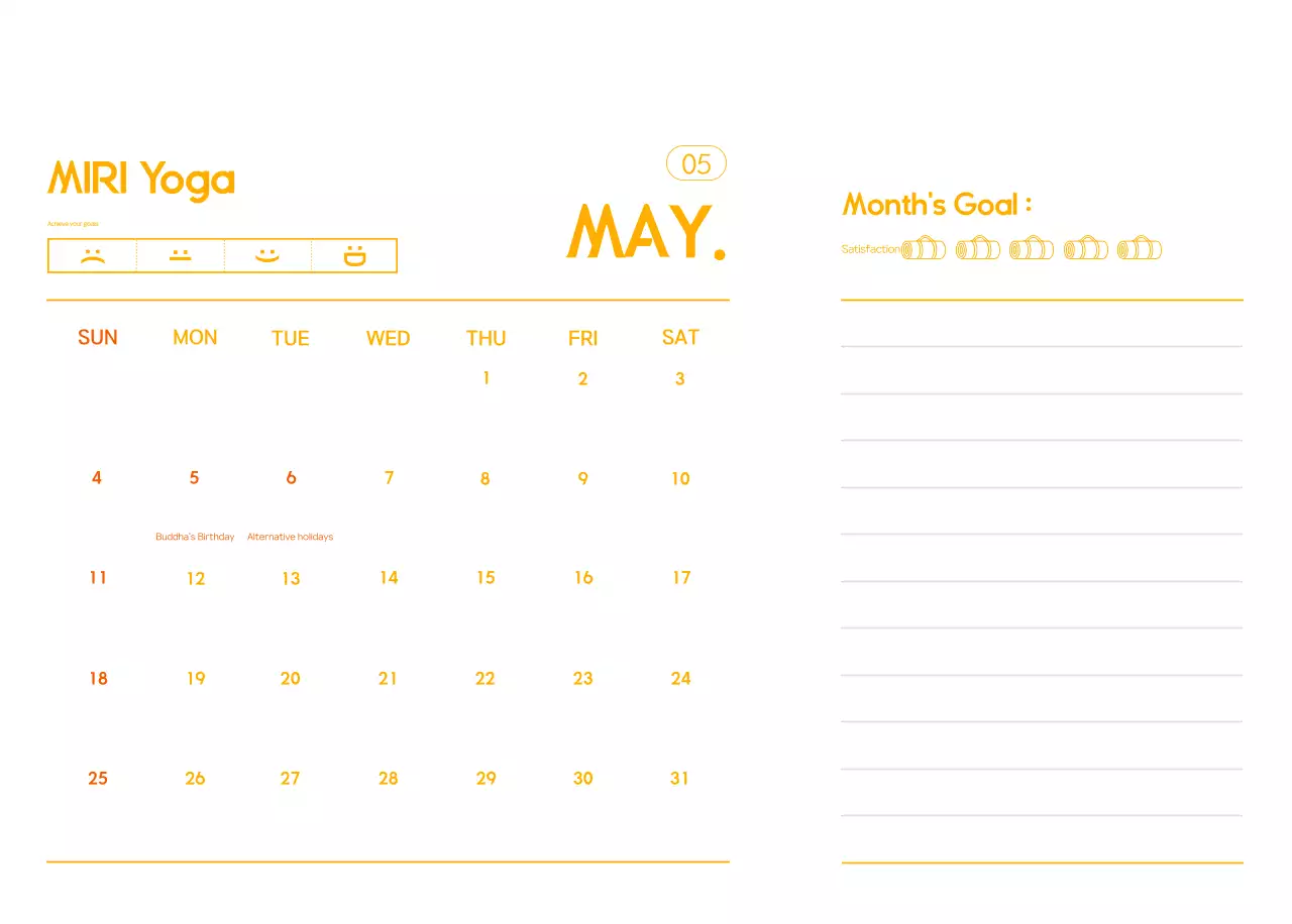 Kalender Promosi Yoga Minimalis Oranye